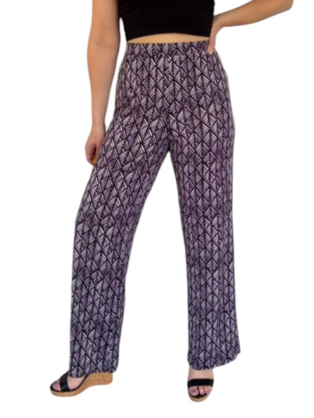 Courtenay black white tribal print spandex blend casual pants size medium